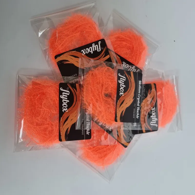 Flybox Medium Crystal Hackle in Fl.Orange